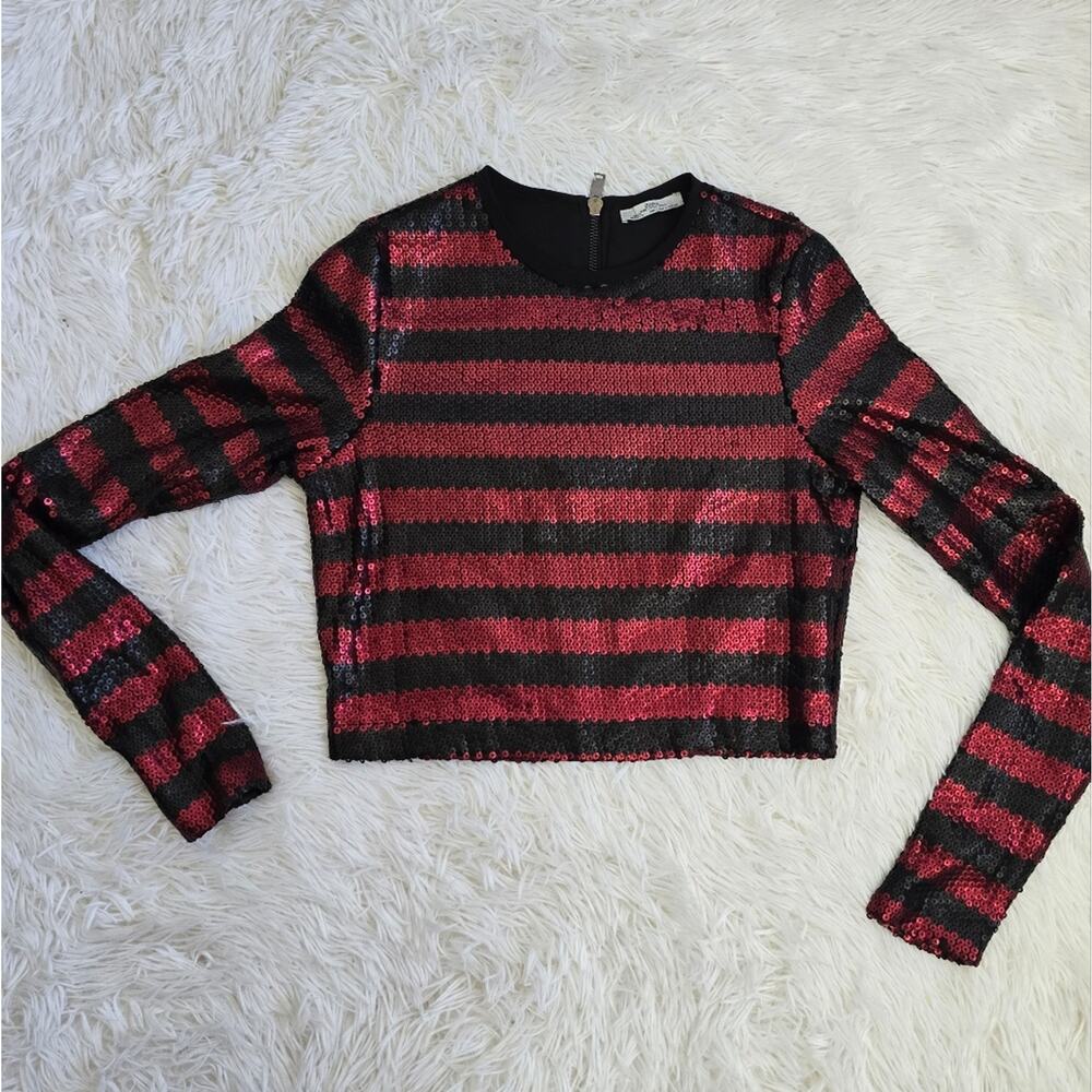 Striped Sequin Crop Top